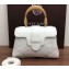 Goyard Wooden Handle Saigon Mini Tote Bag with Shoulder Strap White