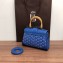 Goyard Wooden Handle Saigon Mini Tote Bag with Shoulder Strap Blue