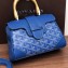Goyard Wooden Handle Saigon Mini Tote Bag with Shoulder Strap Blue