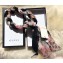 Gucci Stamp And Flowers Print Silk Braided Headband