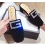 Gucci Heel 6cm Crystal G Slipper Mules Velvet Black 2019