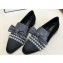 Chanel Grosgrain Loafers with Pearls and Bow G34249 Glitter Silver Gray 2019