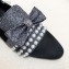 Chanel Grosgrain Loafers with Pearls and Bow G34249 Glitter Silver Gray 2019