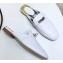 Hermes Calfskin Oz Mules With Palladium-Plated Kelly Buckle White