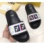 Fendi Slides Multicolour FF Logo Canvas White 2019