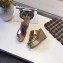 Hermes Patent Leather Platform 4cm Wedge Heel 11cm Studded Espadrille Sandals Gold