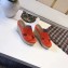 Hermes Patent Leather Platform 4cm Wedge Heel 11cm Studded Espadrille Sandals Orange