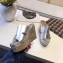 Hermes Calfskin Platform 4cm Wedge Heel 11cm Studded Espadrille Sandals Silver