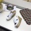 Hermes Croco Pattern Platform 4cm Wedge Heel 11cm Studded Espadrille Sandals White