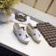 Hermes Croco Pattern Platform 4cm Wedge Heel 11cm Studded Espadrille Sandals White