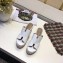 Hermes Croco Pattern Platform 4cm Wedge Heel 11cm Studded Espadrille Sandals White