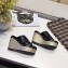 Hermes Croco Pattern Platform 4cm Wedge Heel 11cm Studded Espadrille Sandals Black