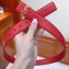 Saint Laurent Width 3cm Logo Leather Belt Red