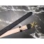 Dolce & Gabbana Width 2.5cm Dauphine Calfskin Belt Black with Gold Crystals Logo