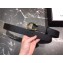 Gucci Width 3.5cm Leather Belt Black with Green Crystal Dionysus Buckle
