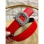 Dior Width 3cm Crystal D Buckle Belt Red