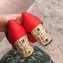 Prada Embellishment Heel Button Pumps Red 2019