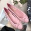 Chanel Leather Classic Bow Ballerinas Flats Pink