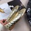 Chanel Leather Classic Bow Ballerinas Flats Quilted Gold