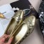 Chanel Leather Classic Bow Ballerinas Flats Quilted Gold