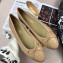 Chanel Leather Classic Bow Ballerinas Flats Nude