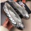 Chanel Leather Classic Bow Ballerinas Flats Quilted Silver/Apricot Sole