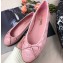 Chanel Leather Classic Bow Ballerinas Flats Quilted Pink