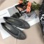 Chanel Leather Classic Bow Ballerinas Flats Quilted Gray