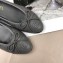 Chanel Leather Classic Bow Ballerinas Flats Quilted Gray