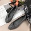 Chanel Leather Classic Bow Ballerinas Flats Quilted Gray