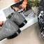 Chanel Leather Classic Bow Ballerinas Flats Quilted Gray