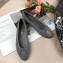 Chanel Leather Classic Bow Ballerinas Flats Quilted Gray