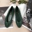 Chanel Leather Classic Bow Ballerinas Flats Quilted Green