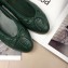 Chanel Leather Classic Bow Ballerinas Flats Quilted Green