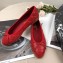 Chanel Leather Classic Bow Ballerinas Flats Quilted Red