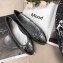 Chanel Leather Classic Bow Ballerinas Flats Quilted Silver/Black Sole