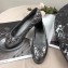 Chanel Leather Classic Bow Ballerinas Flats Quilted Silver/Black Sole
