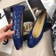 Chanel Leather Classic Bow Ballerinas Flats Quilted Blue