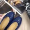 Chanel Leather Classic Bow Ballerinas Flats Quilted Blue