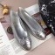 Chanel Leather Classic Bow Ballerinas Flats Silver