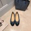 Chanel Lambskin Classic Bow Ballerinas Flats Blue Green/Black