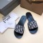Dior Obliuqe Jacquard Canvas Dway Mules Slipper Sandals Navy Blue 2019