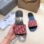 Dior Obliuqe Jacquard Canvas Dway Mules Slipper Sandals Red 2019