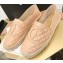 Chanel CC Logo Quilted Leather Espadrilles Apricot