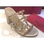 Valentino Heel 9.5cm Rockstud Mules Slide Sandals Gold