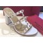 Valentino Heel 9.5cm Rockstud Mules Slide Sandals White