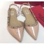Valentino Rockstud Patent Leather Slingback Ballet Flats Nude