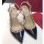 Valentino Heel 9.5cm Rockstud Patent Leather Slingback Pumps Black