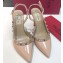 Valentino Heel 9.5cm Rockstud Patent Leather Slingback Pumps Nude