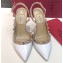 Valentino Heel 9.5cm Rockstud Patent Leather Slingback Pumps White